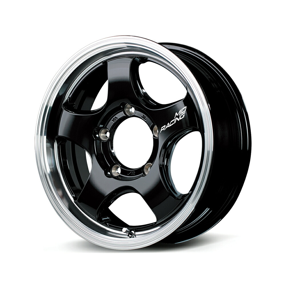 16インチ 5H139.7 5.5J+20 5穴 ジムニー用ホイール 1本 ブラック リムポリッシュ MID WHEELS MID RACING R05HC｜シンシアモール 店