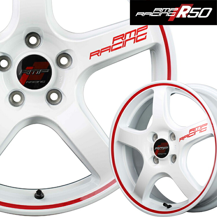 MID RACING R50 ホイール 17インチ 5H114.3 7J+48 4本 ホワイト リムレッドライン マルカ|シンシアモール 店