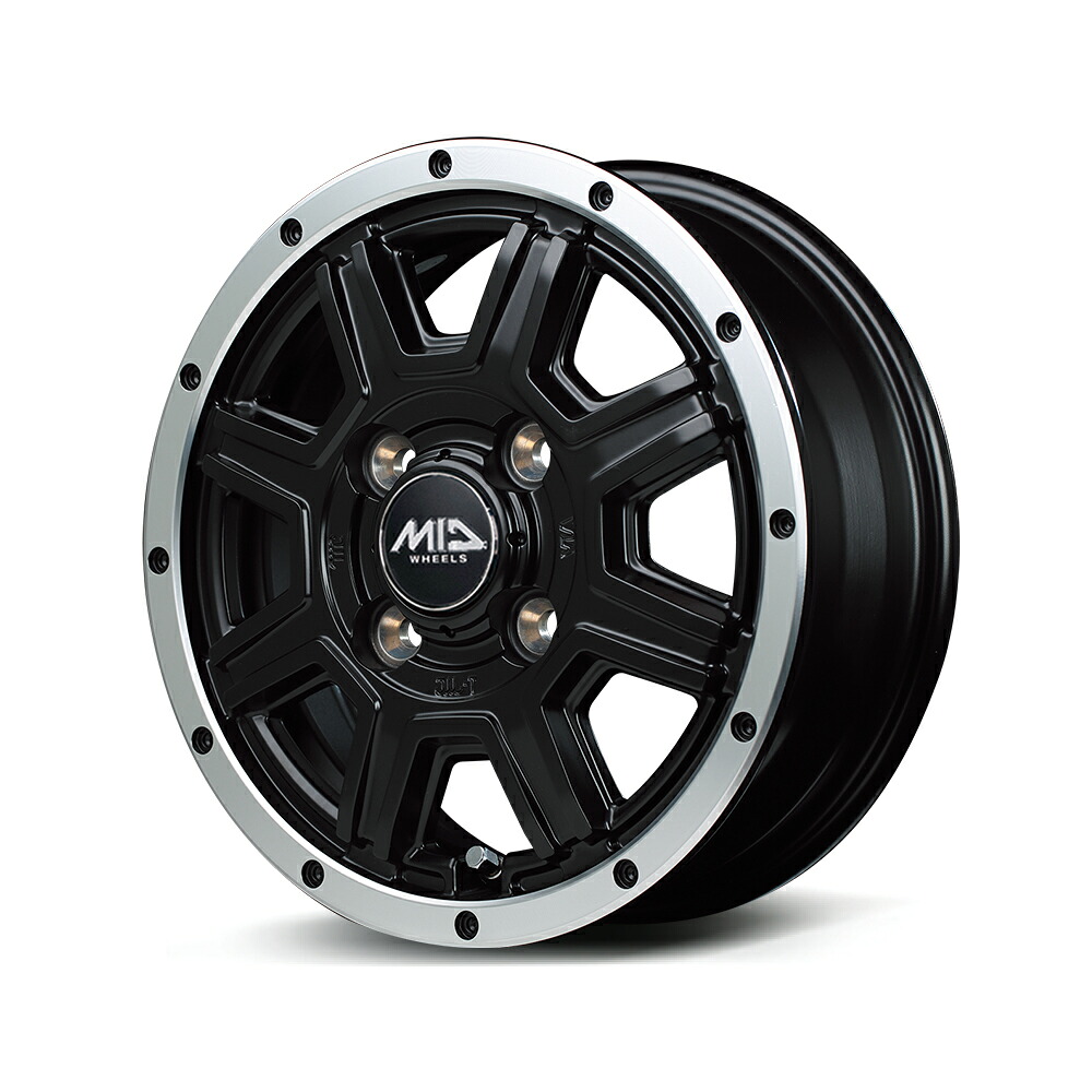 16インチ 5H114.3 7.0J 7J+35 5穴 ホイール 1本 セミグロスブラック+フランジポリッシュ MID WHEELS WF8｜シンシアモール 店