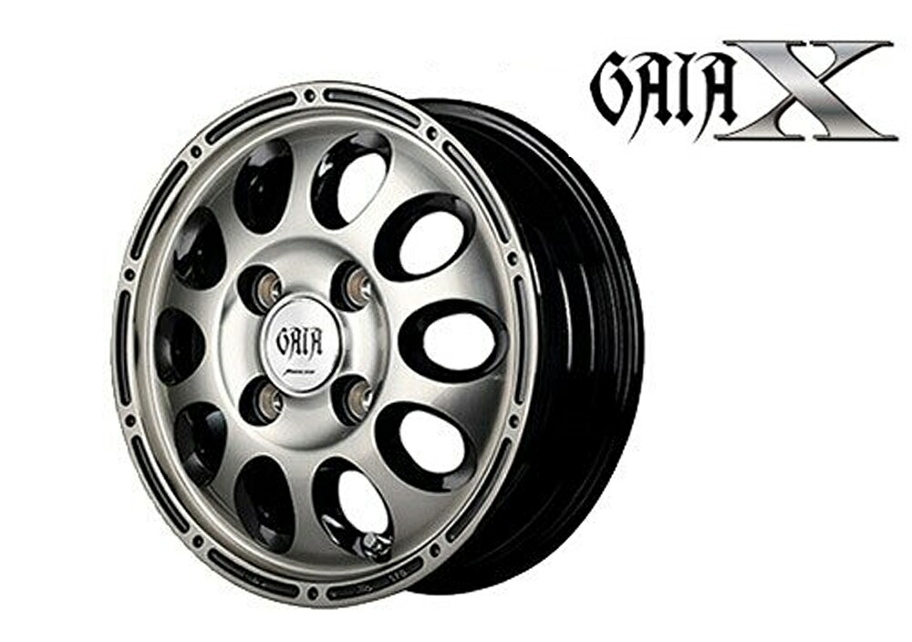 12インチ 4H100 3.50B+45 4穴 ガイアクロス ホイール 4本 ブラックポリッシュ ブラッククリア MID WHEELS GAIA X|シンシアモール 店