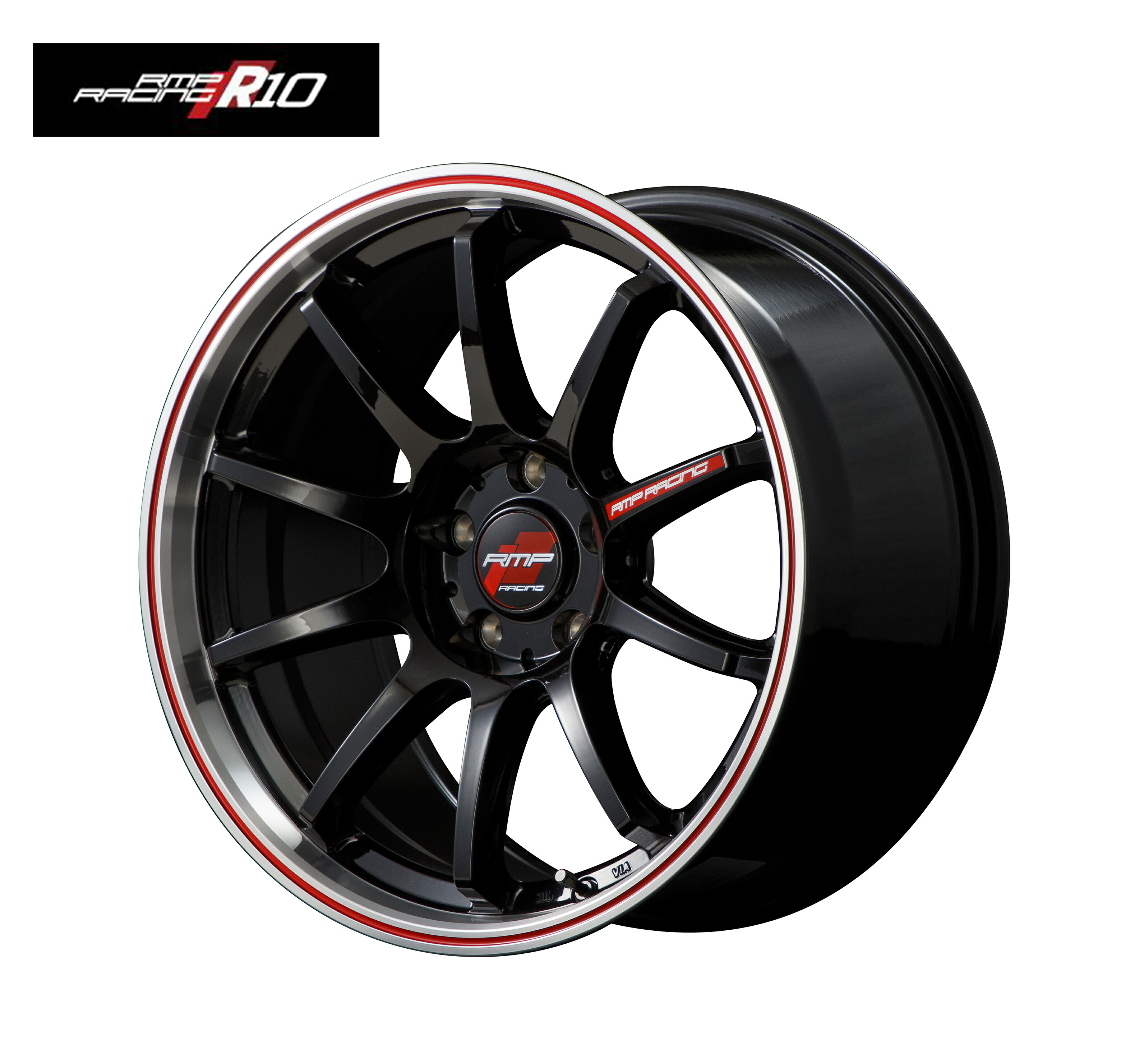 MID RACING R10 ホイール 17インチ 4H100 7J+45 1本 クリスタルブラック リムポリッシュ+レッド マルカ|シンシアモール 店