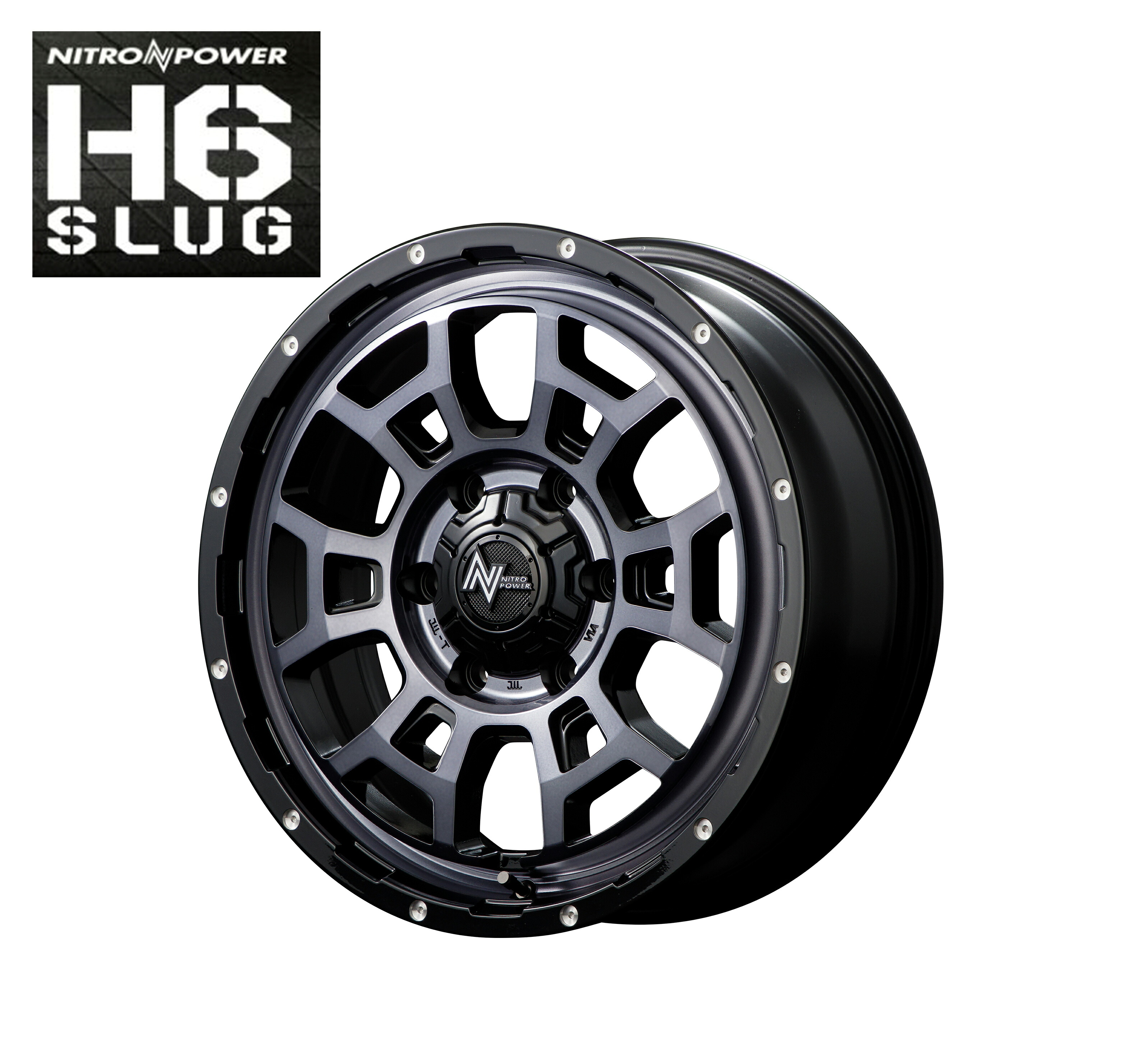 17インチ 6H139.7 6.5J+38 6穴 ナイトロパワー スラッグ ホイール 1本 ブラッククリア ピアスドリルド MID WHEELS NITRO POWER H6 SLUG|シンシアモール 店