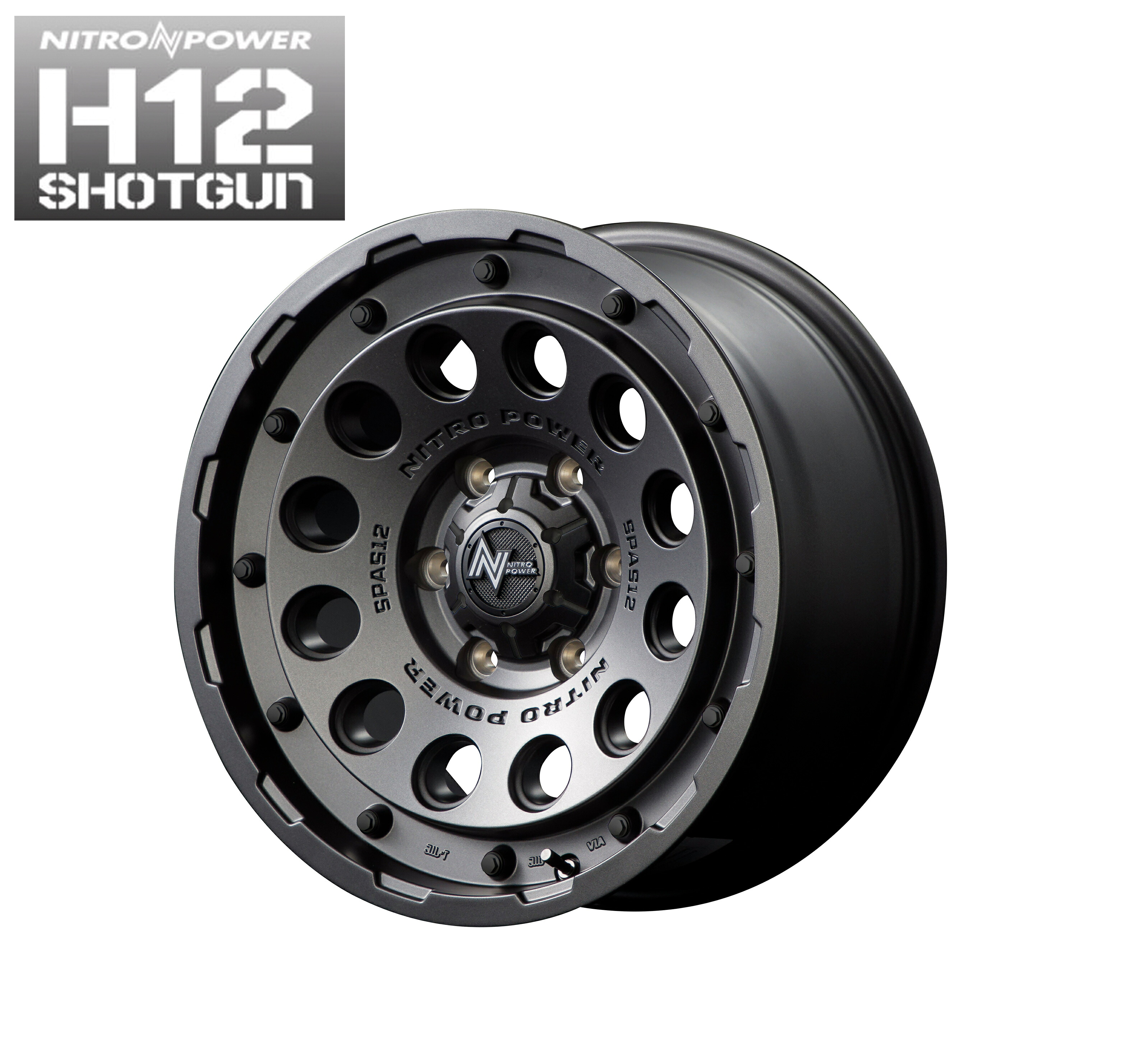 15インチ 4H100 5.0J 5J+45 4穴 ナイトロパワー ショットガン ホイール 4本 バレルブラック MID WHEELS NITRO POWER H12 SHOTGUN|シンシアモール 店