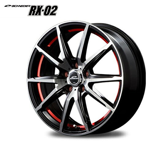 15インチ 4H100 4.5J+45 4穴 ホイール 1本 ブラックポリッシュ アンダーカットレッド MID WHEELS RX-02