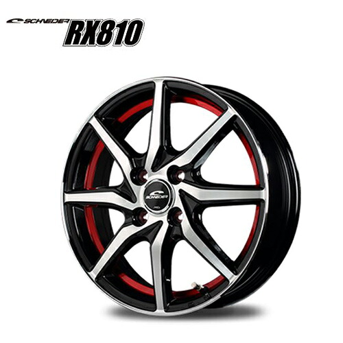 12インチ 4H100 4.00B+43 4穴 ホイール 1本 ブラックポリッシュ アンダーカットレッド MID WHEELS RX810｜シンシアモール 店