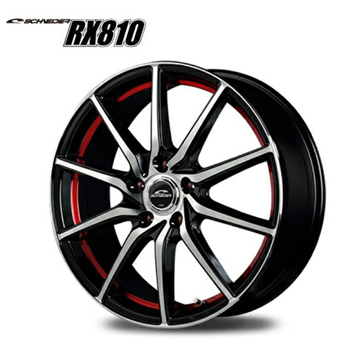 17インチ 5H100 7.0J 7J+50 5穴 ホイール 1本 ブラックポリッシュ アンダーカットレッド MID WHEELS RX810