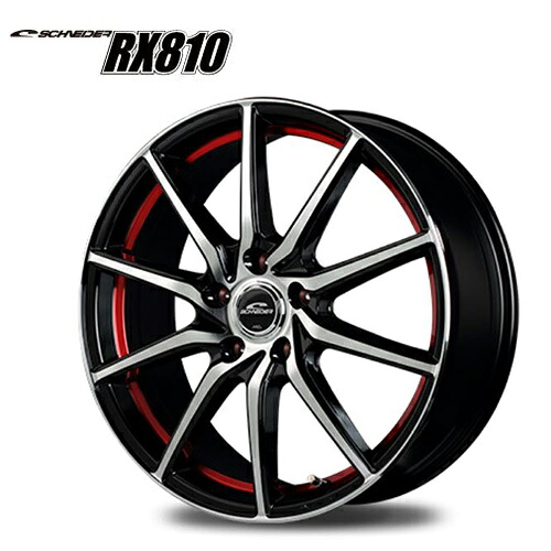 17インチ 5H114.3 7.0J 7J+48 5穴 ホイール 1本 ブラックポリッシュ アンダーカットレッド MID WHEELS RX810