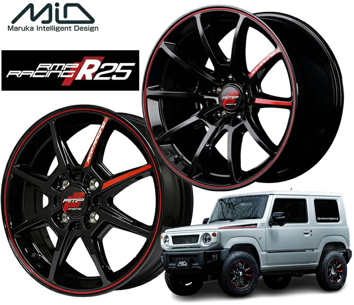 MID RACING R25 ホイール 18インチ 5H114.3 9.5J+12 4本 ブラック&リムレッドライン マルカ｜シンシアモール 店