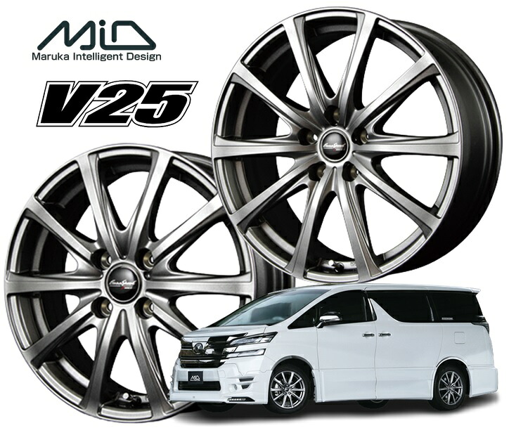 17インチ 5H114.3 7.0J 7J+55 5穴 ホイール 1本 メタリックグレー MID WHEELS V25 7,766円
