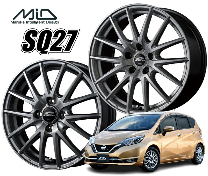 15インチ 4H100 5.5J+50 4穴 ホイール 1本 メタリックシルバー MID WHEELS SQ27
