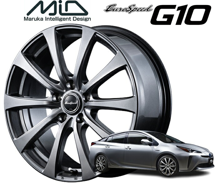 14インチ 4H100 5.0J 5J+39 4穴 ホイール 4本 メタリックグレー MID WHEELS G10|シンシアモール 店