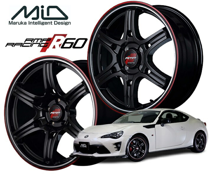 MID RACING R60 ホイール 18インチ 5H114.3 7.5J+50 1本 クリスタルブラック デュアルポリッシュ レッド&クリア マルカ|シンシアモール 店