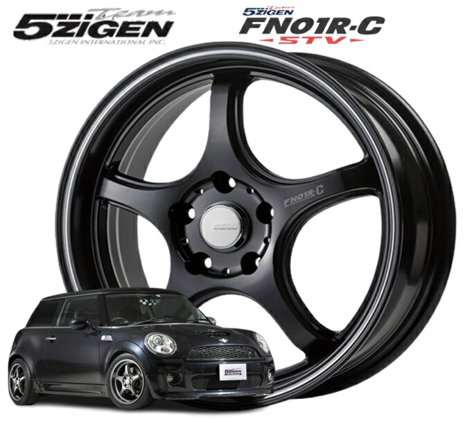 15インチ 4H100 5.5J+38 4穴 PRORACER FN01R-C STV ホイール 1本 マットブラック+マシニングライン 5次元 プロレーサー FN01R-C STV 5ZIGEN