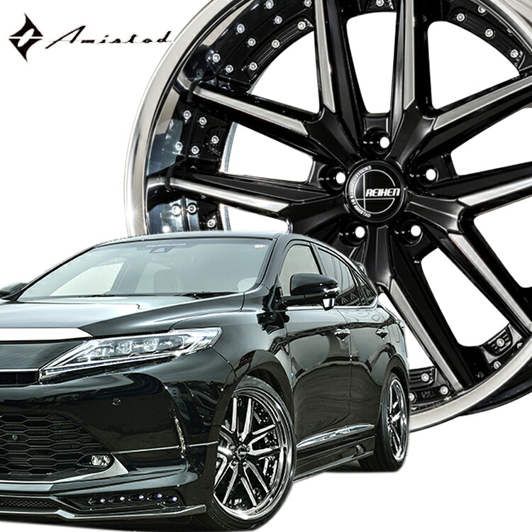 20インチ 5H100 10.5J+ 5穴 アミスタット ライエンT025 ホイール 4本 1台分セット Amistad REIHEN T025 カットラインブラック