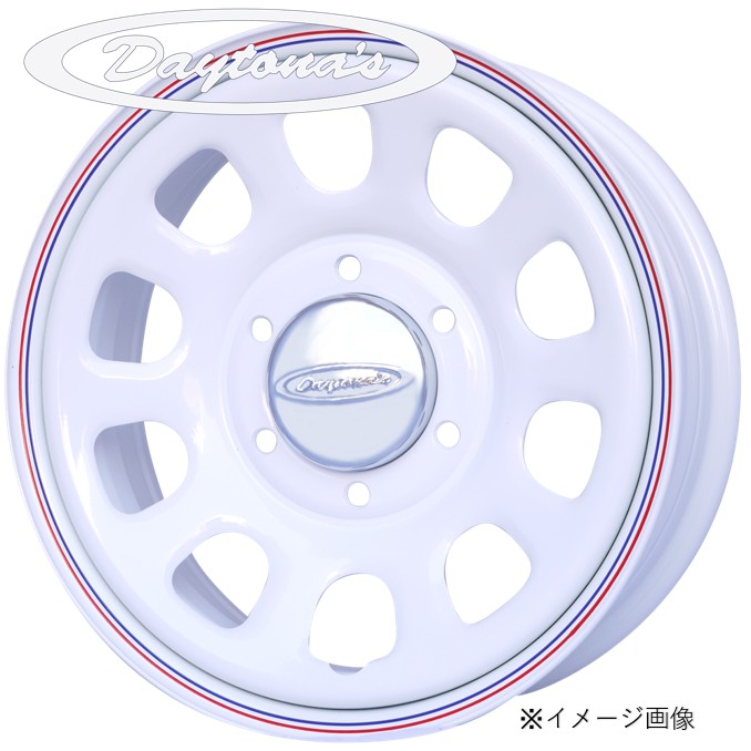 15インチ 5H139.7 6J±00 5穴 DAYTONA'S ホイール 1本 ﾎﾜｲﾄ(RED/BLUEﾗｲﾝ) MORITA デイトナズ モリタ