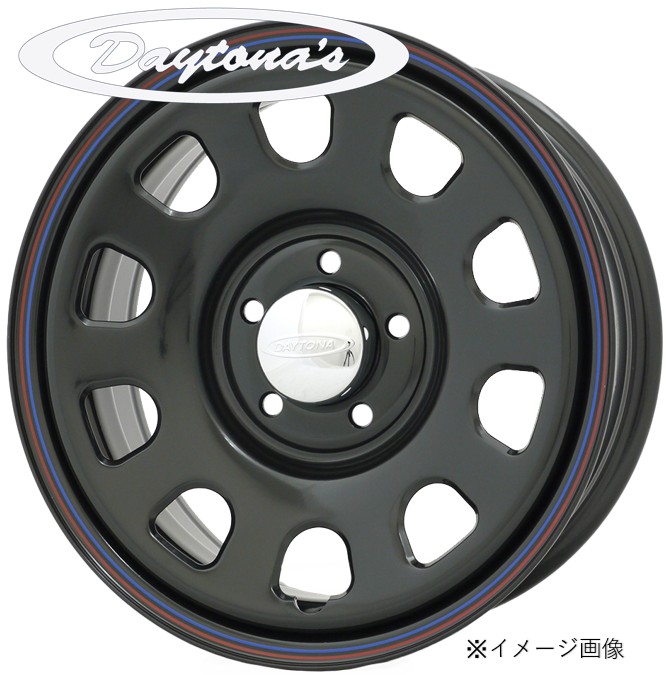 15インチ 6H139.7 7J+12 6穴 DAYTONA'S ホイール 1本 ﾌﾞﾗｯｸ(RED/BLUEﾗｲﾝ) MORITA デイトナズ モリタ