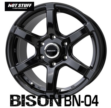 16インチ 5H139.7 5.5J+22 5穴 4本 バイソンBN04 ジムニーホイール BISON BN-04 HOT STUFF ホットスタッフ メタリックブラック