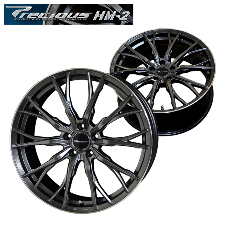 1 ハイパーブラック ホイール HOT STUFF 5穴 ホットスタッフ プレシャス 19インチ 8J+45 リムポリッシュ Precious HM-2 本 8.0J 5H114.3
