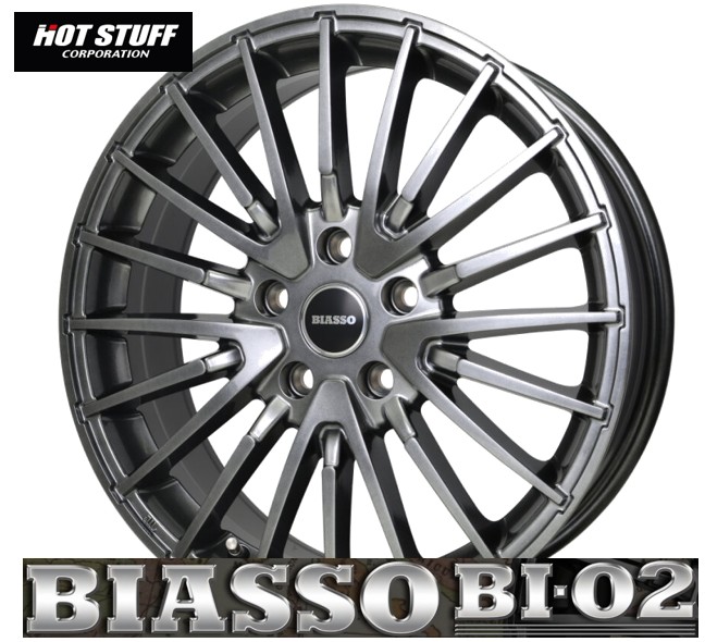 17インチ 5H112 7.5J+42 5穴 4本 ビアッソBI-02 ホイール BIASSO BI-02 HOT STUFF ホットスタッフ ハイパーガンメタ