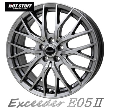 18インチ 5H114.3 7.0J 7J+48 5穴 1本 エクシーダーE05 II ホイール Exceeder E05 II HOT STUFF ホットスタッフ ダークシルバー
