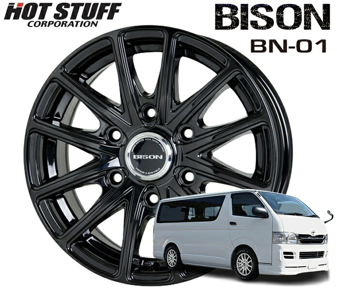 15インチ 6H139.7 6.0J 6J+33 6穴 1本 バイソンBN01 ホイール BISON BN-01 HOT STUFF ホットスタッフ メタリックブラック｜シンシアモール 店