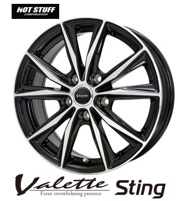 17インチ 5H100 7.0J 7J+45 5穴 4本 ヴァレット スティング ホイール Valette Sting HOT STUFF ホットスタッフ BK P|シンシアモール 店