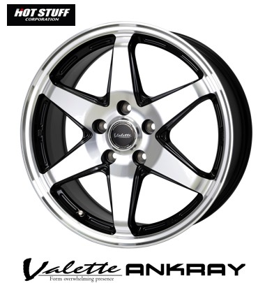 14インチ 4H100 4.5J+45 4穴 1本 ヴァレット アンクレー ソリオ(MA15系)/デリカD:2対応ホイール Valette ANKRAY HOT STUFF ホットスタッフ BK P