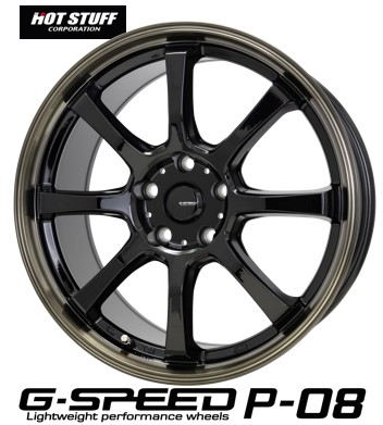 15インチ 4H100 5.5J+43 4穴 4本 ジースピードP08 ホイール G-SPEED P08 HOT STUFF ホットスタッフ BK BR｜シンシアモール 店