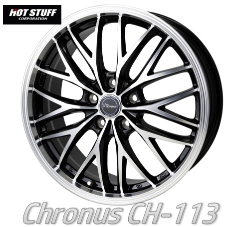 18インチ 5H114.3 7.0J 7J+48 5穴 4本 クロノス CH113 ホイール Chronus CH-113 HOT STUFF ホットスタッフ メタリックブラックポリッシュ
