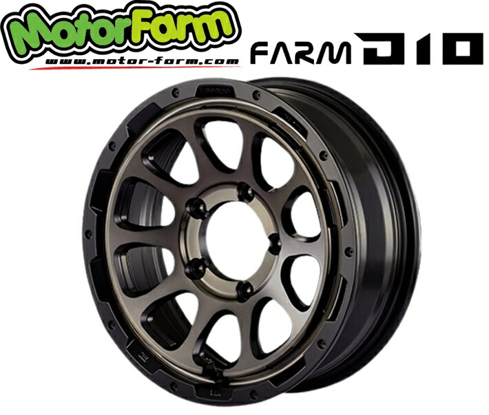 17インチ 6H139.7 7J+38 6穴 4本 ホイール D10 MOTOR FARM モーターファーム マットブラック&DCティントディスク