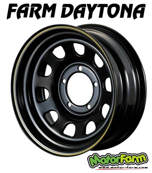 16インチ 5H139 6J -18 5穴 1本 ホイール FARM DAYTONA MOTOR FARM モーターファーム 黒x黄ライン