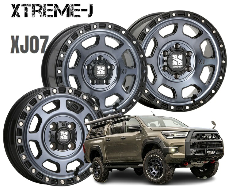 17インチ 6H139.7 8J+20 6穴 1本 ホイール XTREME-J XJ07 MLJ グロスブラック&マシンインディゴ KY