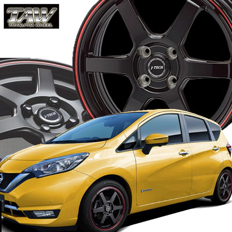 14インチ 4H100 4.5J+45 4穴 4本 ジェイテック S-6 ブラック エディション ソリオ デリカD2 ホイール J-TECH S-6 Black Edition TRYALPHA フラットブラック・レッドライン KY|シンシアモール 店