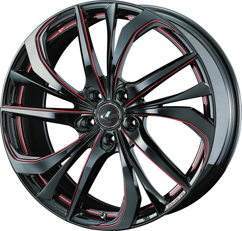19インチ 5H114.3 8.0J 8J+43 5穴 ウェッズ レオニス ティーイー ホイール 4本 BK SC[RED] ブラック SCマシニング[レッド] WEDS LEONIS TE