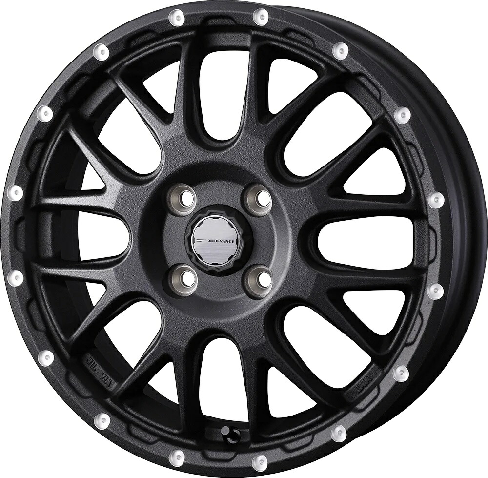 14インチ 4H100 4.5J+45 4穴 ウェッズ マッドヴァンス ホイール 4本 フリントブラック WEDS MUD VANCE 08｜シンシアモール 店