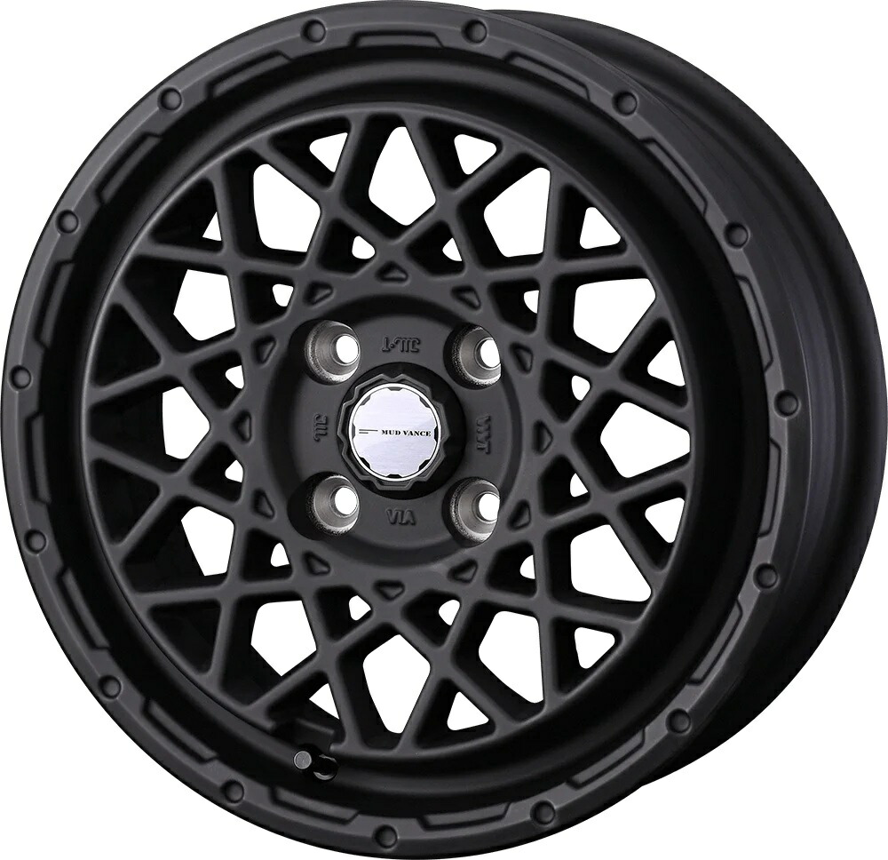 12インチ 4H100 4B+40 4穴 ウェッズ マッドヴァンス ホイール 4本 フルマットブラック WEDS MUD VANCE 09