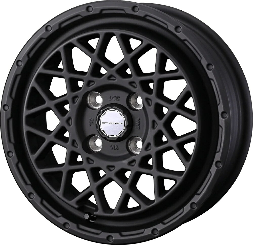 14インチ 4H100 5.0J 5J+35 4穴 ウェッズ マッドヴァンス ホイール 1本 フルマットブラック WEDS MUD VANCE 09|シンシアモール 店