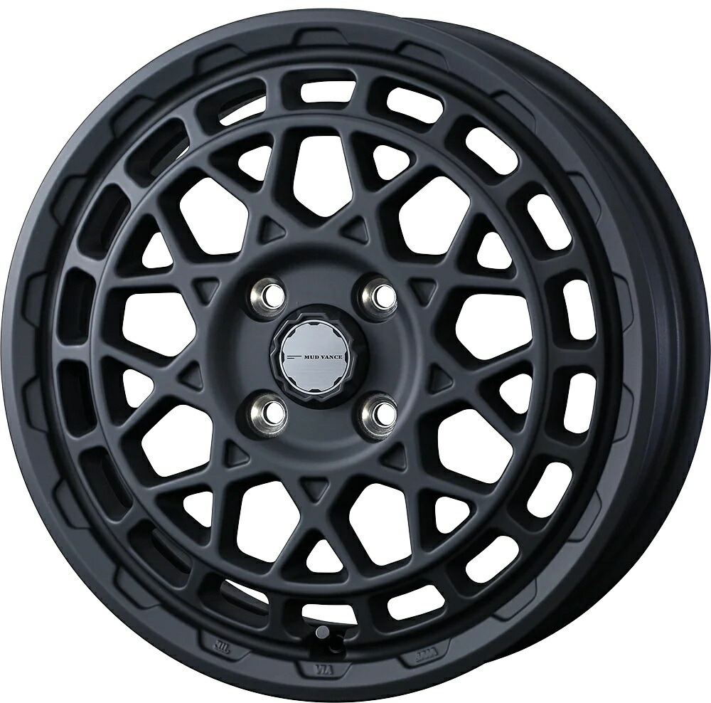 14インチ 4H100 4.5J+45 4穴 マッドヴァンス タイプエム ホイール 1本 FULL MAT BLACK フルマットブラック WEDS MUDVANCE X Type M
