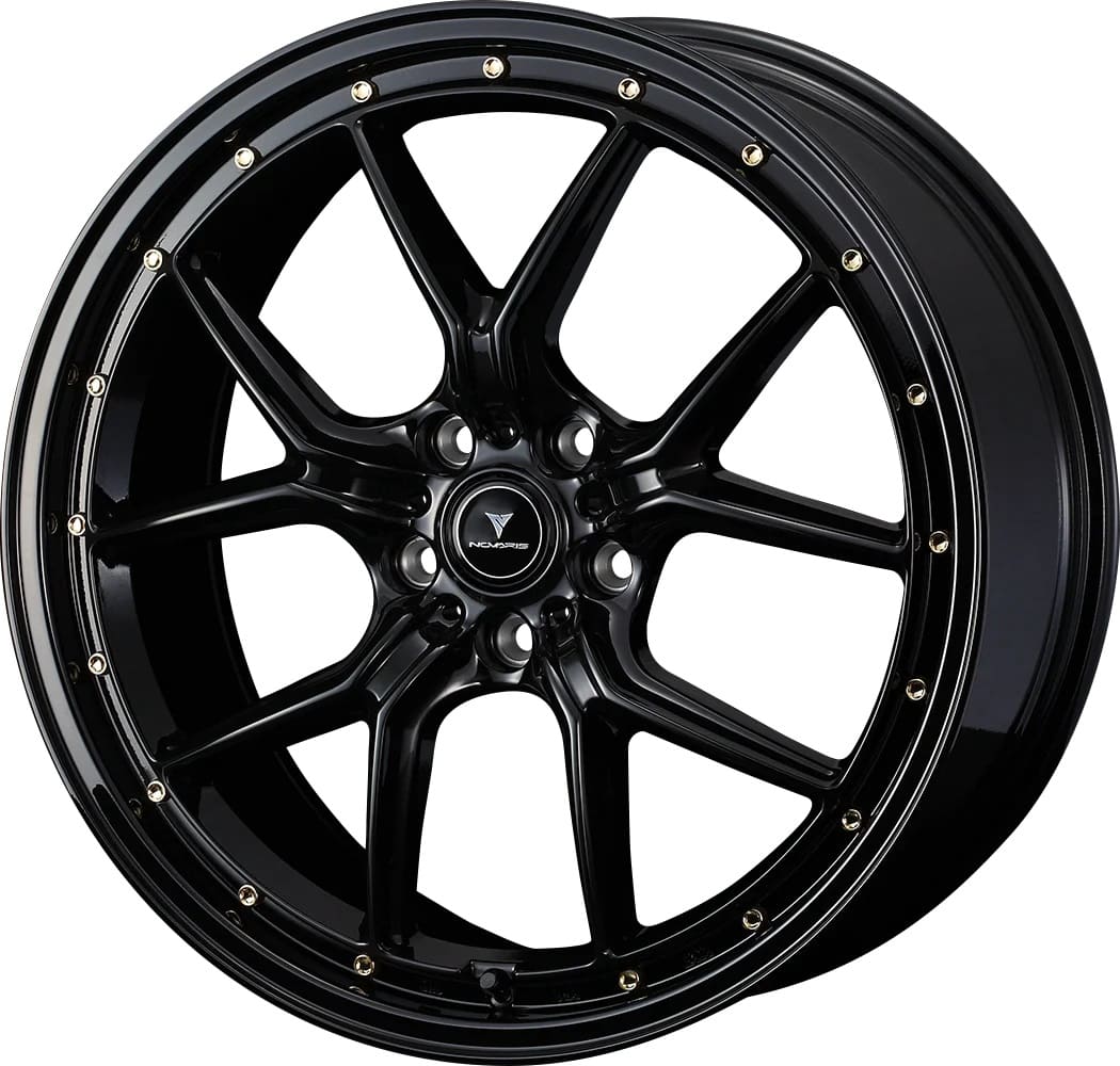 19インチ 5H114.3 8.0J 8J+35 5穴 ノヴァリス アセット ホイール 1本 ブラック ゴールドピアス WEDS NOVARIS ASSETE S1
