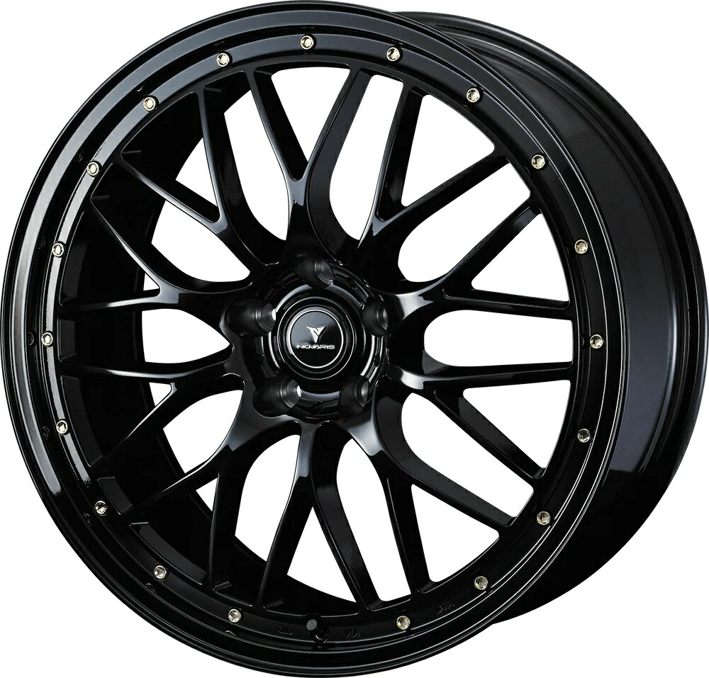 20インチ 5H114.3 8.5J+35 5穴 ノヴァリス アセット ホイール 4本 ブラック ゴールドピアス WEDS NOVARIS ASSETE M1