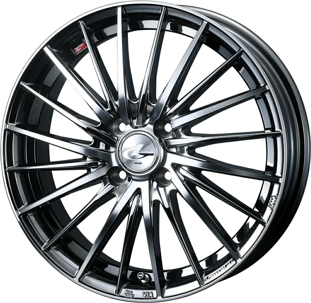 15インチ 4H100 4.5J+45 4穴 ウェッズ レオニス エフアール ホイール 4本 ブラックメタルコート ミラーカット BMCMC WEDS LEONIS FR｜シンシアモール 店