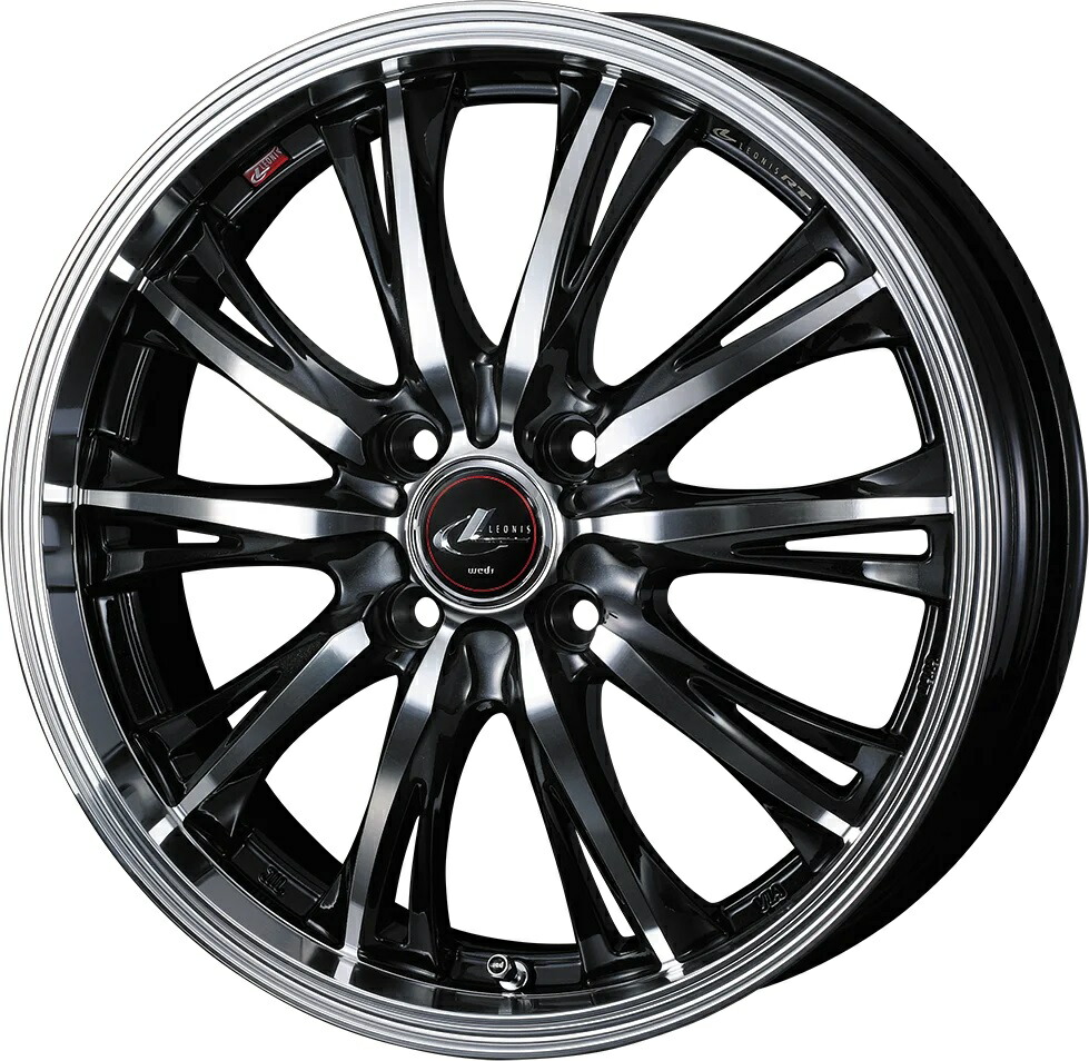 14インチ 4H100 4.5J+45 4穴 ウェッズ レオニス アールティー ホイール 4本 パールブラック ミラーカット PBMC WEDS LEONIS RT
