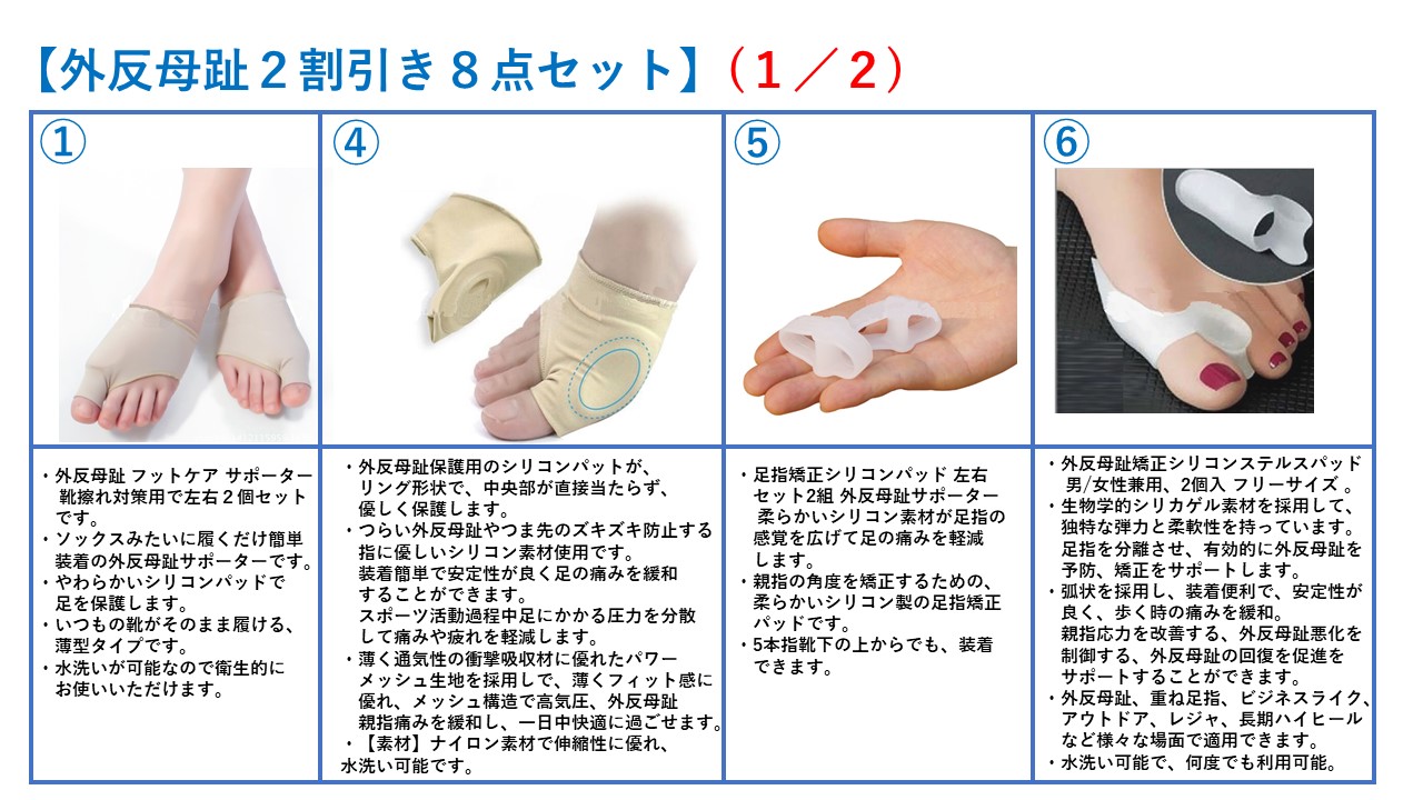 Sincerus 外反母趾 内反拇趾 サポータ グッズ 便宜さな 様々な 目のセッティング威厳 チープバリエーション 4 8種類 外反母趾8グレードセット Daemlu Cl