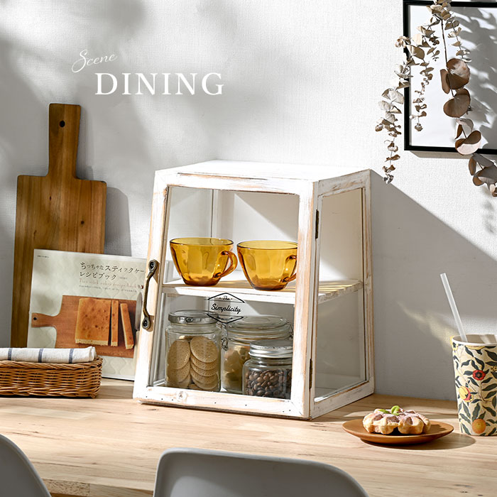 ガラスケース アンティーク 卓上 木製 ガラス 2段 ディスプレイ