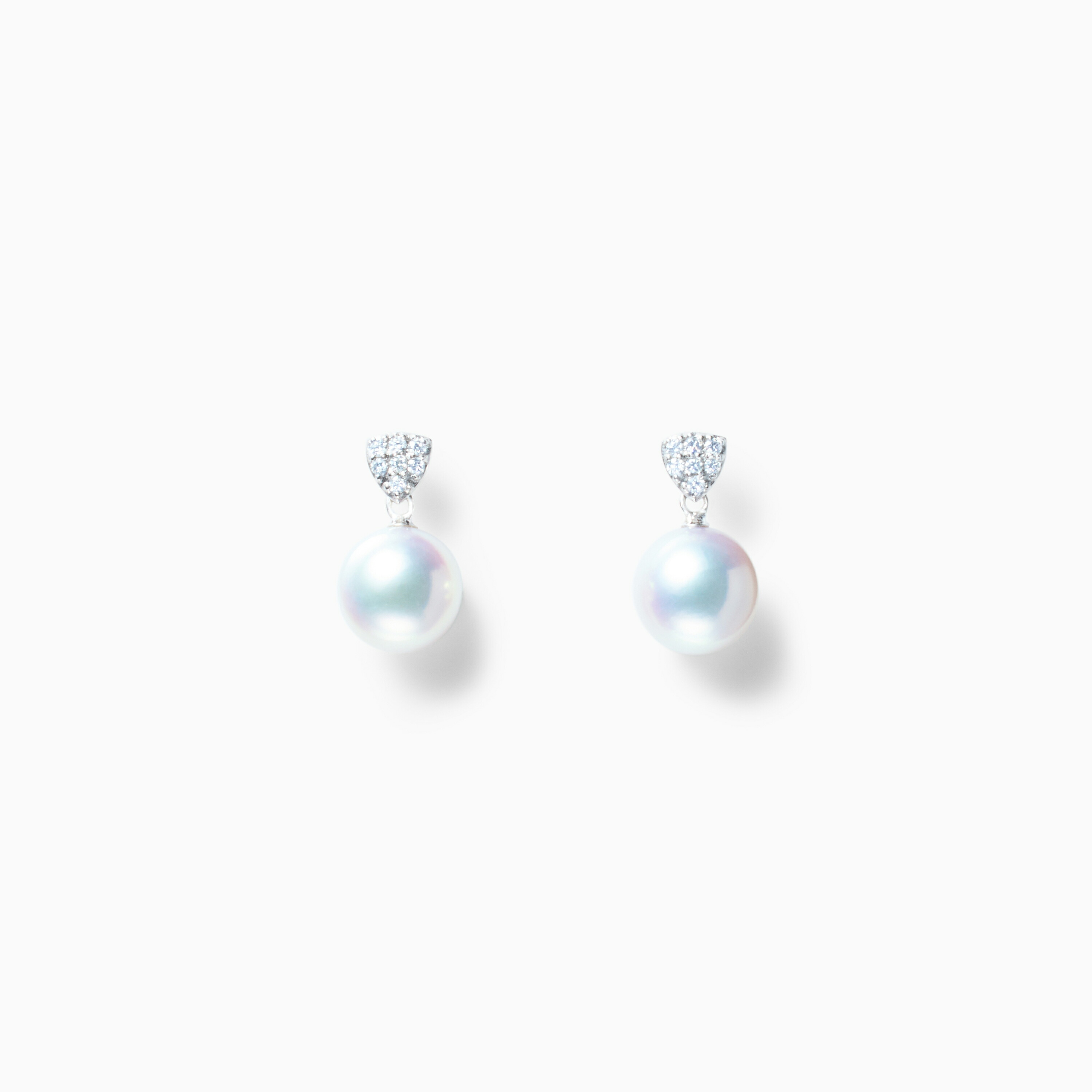 《真珠大卸からの直販》■テリ評価100点満点・K18WG・0.1ct■越物花珠真珠8.5mmUPピアス[ホワイト系ピンクグリーン] 8.5mmUP【送料無料】