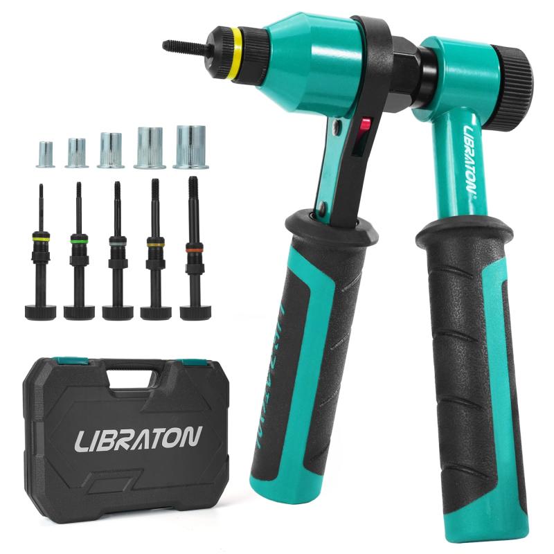 LIBRATON ラチェット式ナッターセット M5 M6 M8 M10 M12 リベットナット50個付属 収納ケース付き