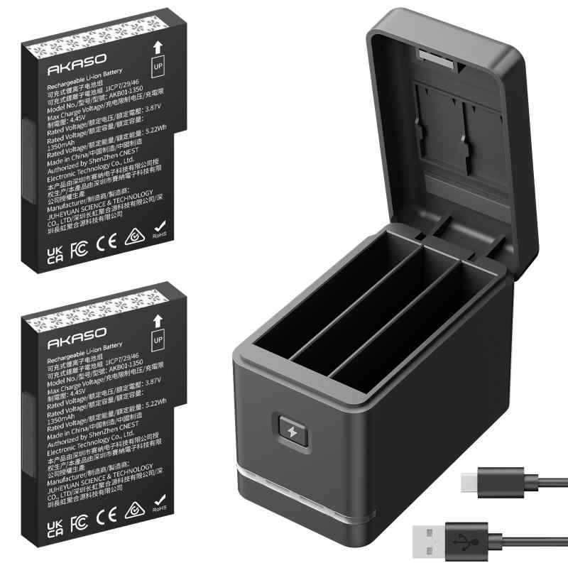 AKASO 360 アクションカメラ専用耐寒型バッテリー充電セット