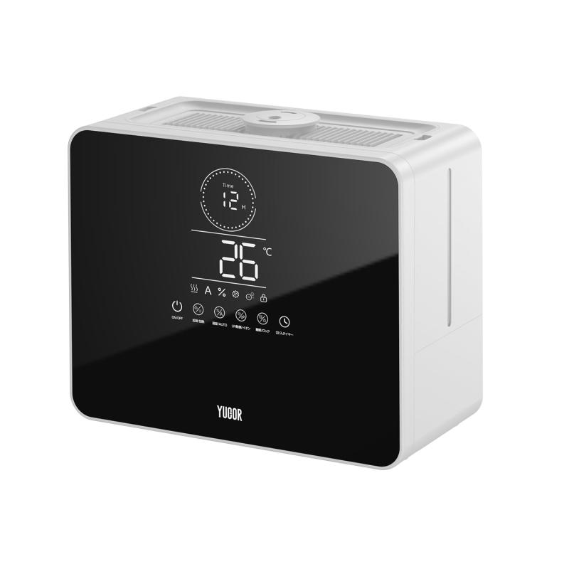 ハイブリッド加湿器 9L 超音波＋ヒーター方式 UV殺菌 上部給水 550ml/h加湿量 静音設計 ミスト量調節 タイマー チャイルドロック付き 水漏れ防止 空焚き防止 リモコン対応 卓上・床置き両用
