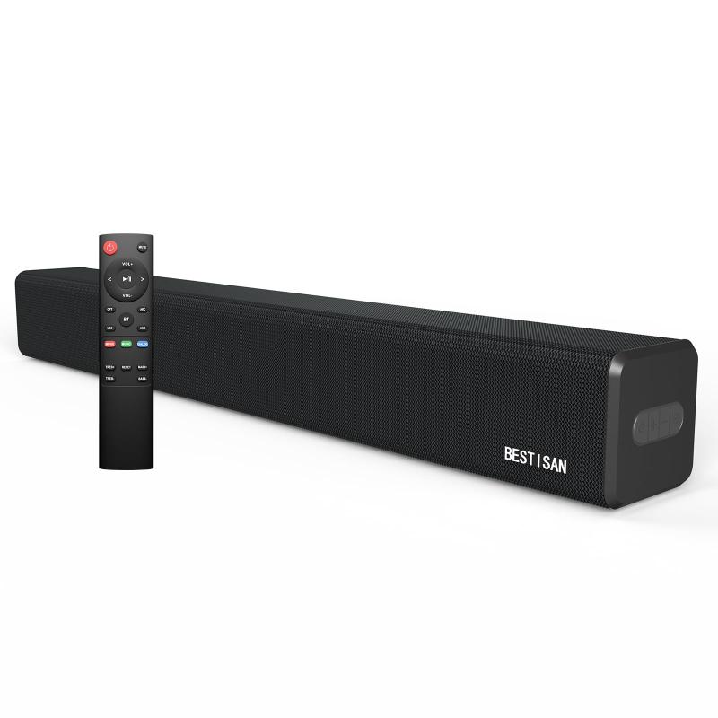 BESTISAN サウンドバー SG01テレビ用スピーカー 2.0ch PC用Soundbar シアターバー フルレンジスピーカー リモコン付き Bluetooth/USB/デジタル/AUX/HDMI(ARC)対応 テレビ/サブウーファー/パソコン/スマ