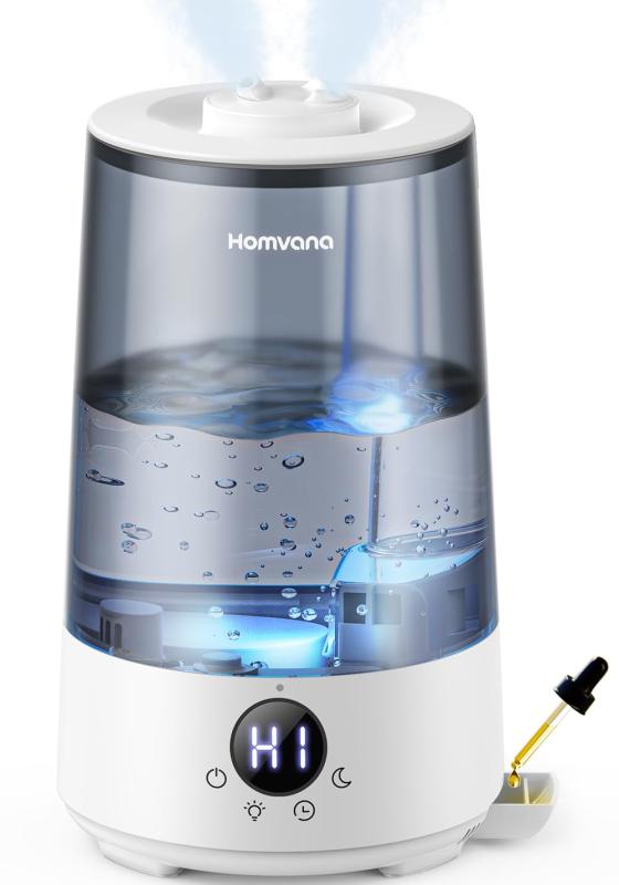 Homvana (ホムバナ) 加湿器 アロマ -【2025新登場3-in-1・16dB設計】3.6L 上から給水 ダブル吹出口, 大容量 節電 25時間連続稼働 18畳まで対応 空焚き防止 寝室 卓上 おしゃれ 7色LEDライト アロマディ